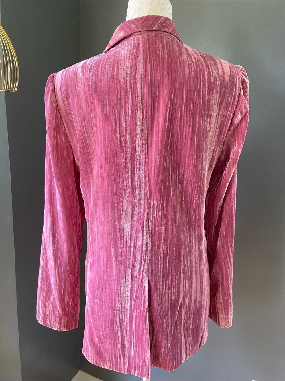 Wayf Crushed Velvet Pink Blazer Size Medium - Picture 7 of 8